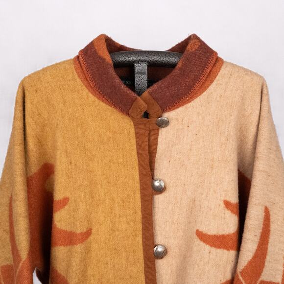 Aventura Southwest Artisan Pure Wool Jacket Women's M/L Taos New Mexico Antlers - Picture 3 of 8